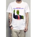 Pepe MAKE MEMES Letter Character Frog Printed Round Neck Short Sleeve Tee