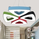 Acrylic Triangle Ceiling Pendant Lamp Modern Chic Nursing Room Suspended Lamp in Blue/Black/Green/Red