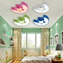Moon and Stars LED Flush Light Colorful Modern Acrylic Ceiling Fixture for Kindergarten in White/Second Gear