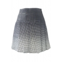 Ombre Plaid Printed High Waist Mini A-Line Pleated Skirt