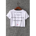 BUT I'AM A CREEP Letter Spider Printed Round Neck Short Sleeve Crop Tee