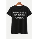 PRINCESS Letter Printed Round Neck Short Sleeve Tee