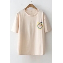 DIPLOMA Letter Printed Round Neck Short Sleeve Graphic Tee