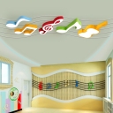 Acrylic LED Flush Light with Musical Note Colorful Decorative LED Ceiling Light for Baby Kids Room
