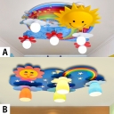 Kindergarten Sun Flush Light Metallic 4/5 Lights Decorative Ceiling Lamp in Multicolored