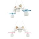 Bear Triple Lights Hanging Lamp White Glass Suspended Light for Amusement Park Girls Room