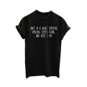 ONCE IN A WHILE Letter Printed Round Neck Short Sleeve Tee