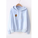 Squirrel Letter Embroidered Long Sleeve Chic Hoodie