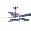 Mediterranean Style 5 Blade 16.54''  Width Chandelier Ceiling Fan for Living Room in Stainless Steel