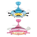 14.18'' W Reversible Nautical Style Anchor Blue/Pink Kids Ceiling Fan with Light