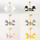 Metal Suspension Light with Coolie Shade Colorful Simple 4/6 Lights Chandelier Lamp for Bedroom