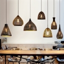Vintage Style Hollowed-Out Metal Shade Single Head Pendant Light 7 Designs for Option