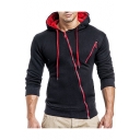 Zippered Long Sleeve Slim Leisure Ribbed Hoodie