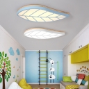 Blue/White Leaf Shape Flushmount Nordic Modern Acrylic LED Ceiling Fixture for Corridor Porch