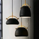 Satin Black/White Finish 1 Light Pendant Lamp with Aged Brass Handle Three Styles Available