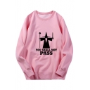 YOU SHALL NOT PASS Letter Character Printed Round Neck Long Sleeve Sweatshirt
