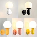 White Glass Armed Wall Lamp Simplicity Modern Hallway 1 Head Wall Light Sconce for Children