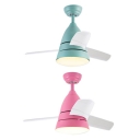 Macaroon Blue/Pink LED Kids Room Ceiling Fan with 3 Blade 10.24 Inch Width