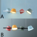 4 Lights Cone Hanging Chandelier Nordic Style Metal Hanging Light in Multi Color for Dining Room