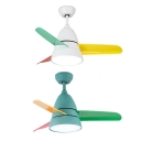 Colorful Blade Children Ceiling Fan with Light Globe 14.18'' Wide White/Green Kids Bedroom Ceiling Light ( 3-Blade )