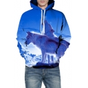 Snow Mountain Wolf Printed Long Sleeve Unisex Hoodie