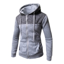 Casual Color Block Patchwork Long Sleeve Zip Up Hoodie