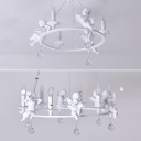 Modern Chandelier Lighting Round Ring Angel Baby Crystal Balls Chandelier Light in White