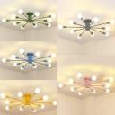 Multi Light Open Bulb Chandelier Light Colorful Nordic Bedroom Metal Suspension Light