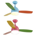 Kids Room LED Macaroon Style 3 Blade 16.54 Inch Blue Kids Ceiling Fan in Blue/Pink