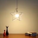 Contempoary Downrod Ceiling Pendant with Hollow Star Shade