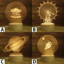 Decorative Creative 3D Effect Acrylic Globe/Ferris Wheel/Merry-Go-Round/Outerspace Night Light 