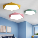 Simple Colorful Pentagon Ceiling Lamp Children Bedroom Acrylic Flush Mount Lighting