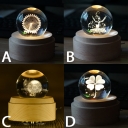 Chargeable Ferris Wheel/Anlter/Dandelion/Four-Leaf Clover Crystal Night Lamp with Wood Base 
