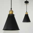 Satin Black Finish Conical Metal Shade 1 Light Pendant Fixture in Simple Style 7