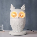 Resin 2-Light Lovely Owl Desk Lamp in White