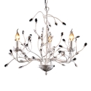 French Country Chandelier 3 Light Flower Leaves Chandelier Candle Style White Chandelier Light