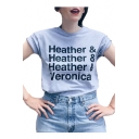 HEATHER Letter Printed Round Neck Short Sleeve Tee