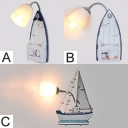 White Glass Sailboat Sconce Light Nautical Kids Bedroom 1 Light Wall Light Fixture in Chrome Finish
