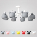 3/6 Lights Cartoon Mouse Chandelier Colorful Stylish Children Bedroom Metal Lighting Fixture