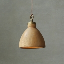 Light Wooden-Grain Natural Style Study Room Single Hanging Pendant Lamp