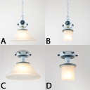 Adjustable Cylinder/Flared Pendant Light Kids White Glass 1 Light Hanging Pendant Light in Blue