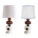 White Drum Table Lamp Sports Theme Fabric 1 Head Standing Table Light for Boys Bedroom