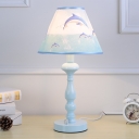 Sky Blue Tapered Table Light Nautical Plastic 1 Light Table Lamp for Bedside Children Room