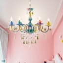 Fancy Crystal Chandelier Candle Style Girls Bedroom Chandelier with Crystal Balls