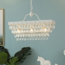 Modern Chandelier Rectangle Crystal Chandelier 3 Light White Pendant Chandelier