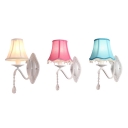 Country 1 Light Wall Light Crystal Light Shaded Wall Sconce with Crystal Balls