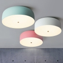 Macaron Simple Dome Ceiling Fixture Metallic Ceiling Flush Mount in Green/Pink/White