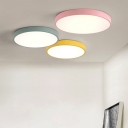 Macaron Modern Round Flushmount Children Room Metal LED Ceiling Flush Mount in Green/Pink/Yellow