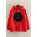 Letter knife Fork Embroidered Long Sleeve Loose Hoodie
