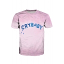 CRY BABY Letter Tear Printed Round Neck Short Sleeve Tee